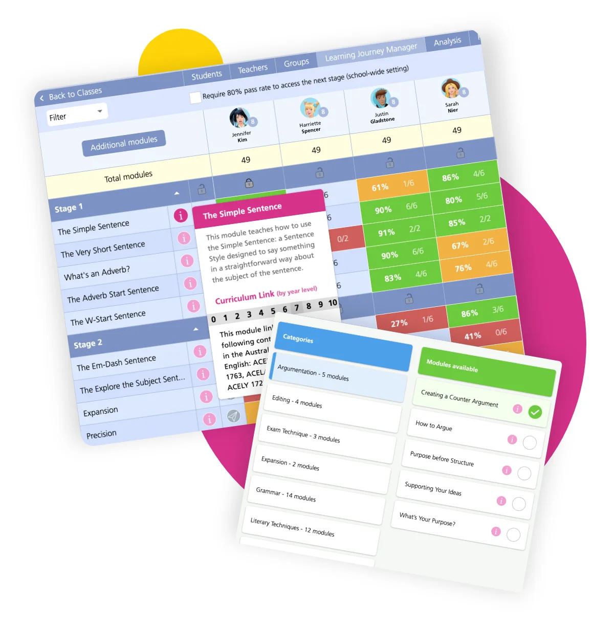 Learning Journey Manager Module selector sentence style